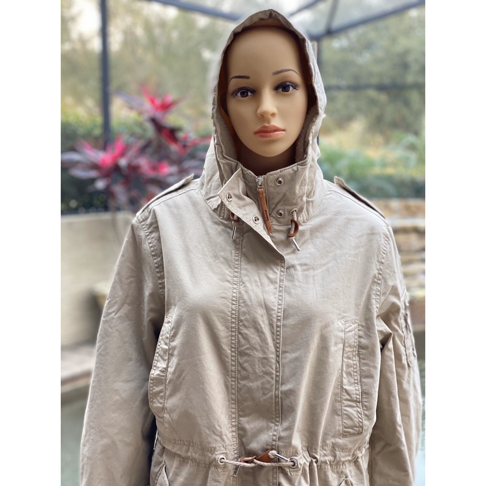 Timberland Women's MT Kelsey Teddy Fleece Parka Jacket Size L Beige New Tags